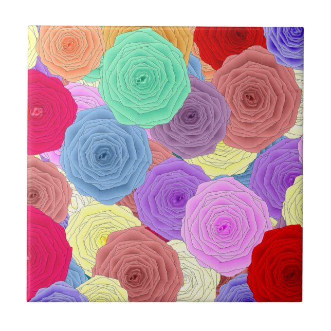 Rose Keramik Fliese (Vorderseite)
