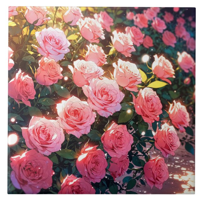 Rose Keramik Fliese (Vorderseite)