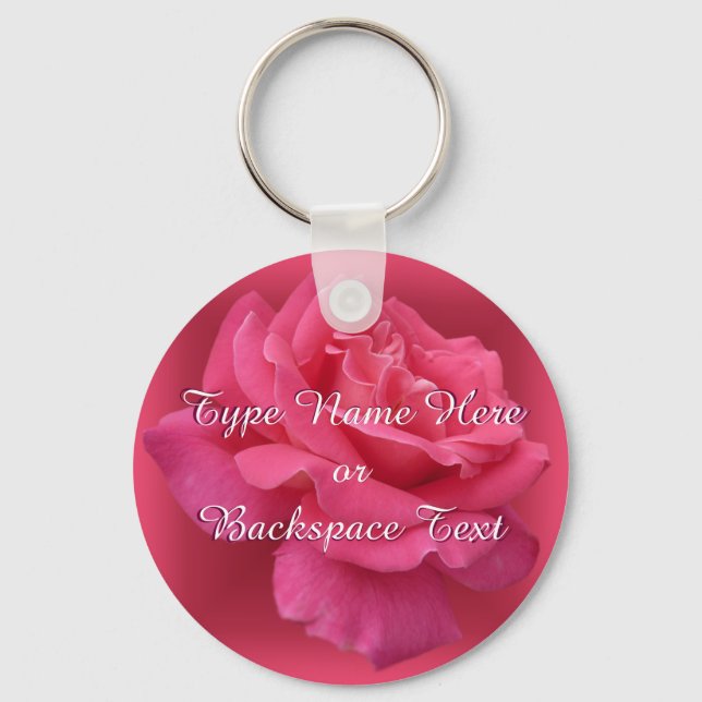 Rose Key Chains Peprsonalized Pink Rose Schlüssela Schlüsselanhänger (Vorderseite)