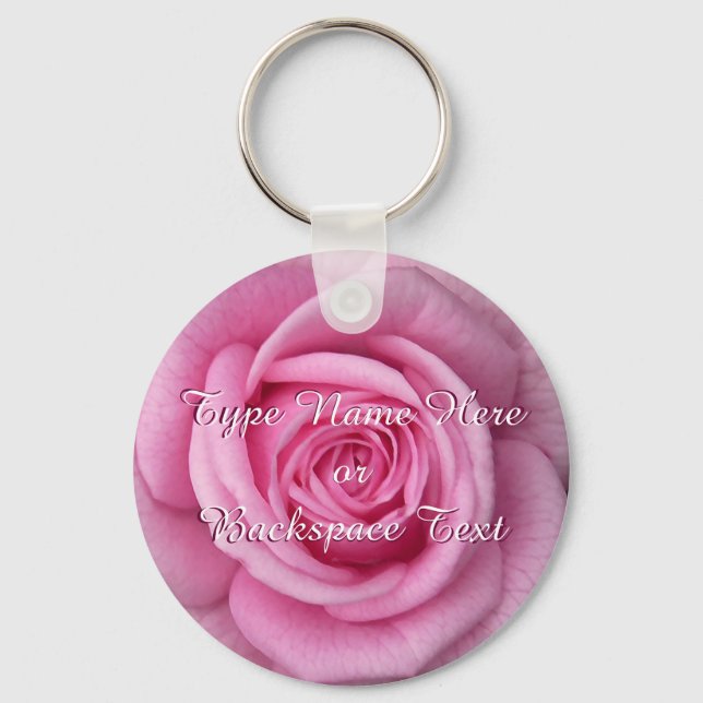 Rose Key Chains Peprsonalized Pink Rose Schlüssela Schlüsselanhänger (Vorderseite)