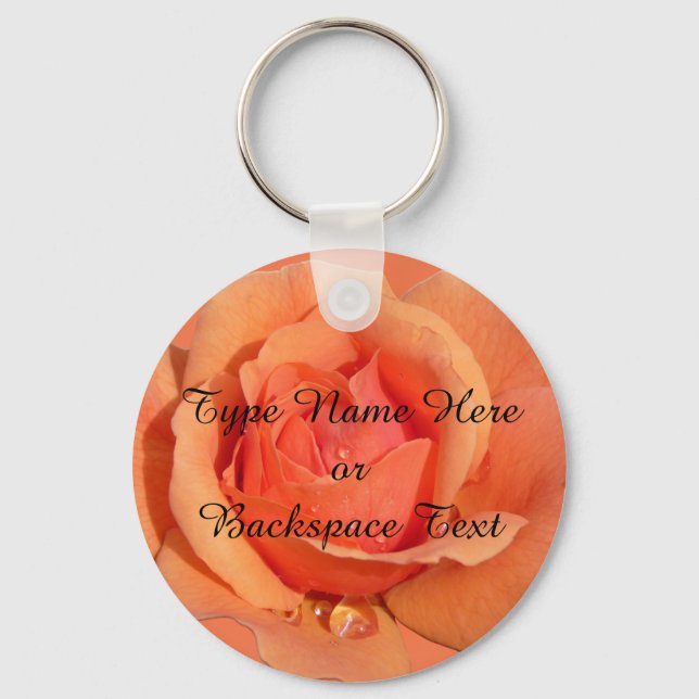 Rose Key Chains Personalisiert Orange Rose Schlüss Schlüsselanhänger (Vorderseite)