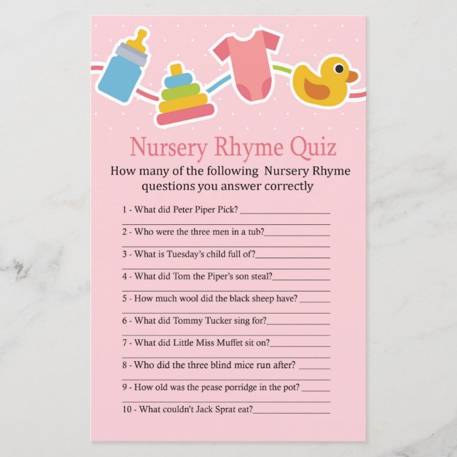 Rose Kinderspielzeug Kinderzimmer Rhyme Quiz Kinde (Vorderseite)