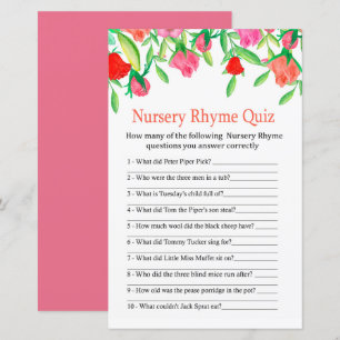 Rose Kinderzimmer Rhyme Quiz Kinderduschspiel