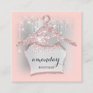Rose Kleiderschrank Kleidung Boutique Silber Quadratische Visitenkarte