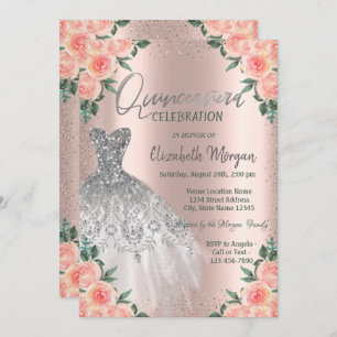 Rose, Kleidung, Blume, Rose Gold Quinceañera Einladung