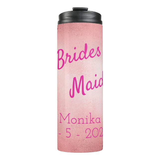 Rose Kolored Personalisiert Bridesmaid Thermosbecher (Vorderseite)