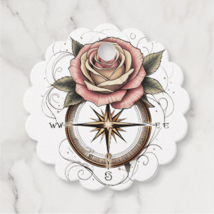 Rose Kompass Tattoo-Inspiriert Design Geschenkanhänger