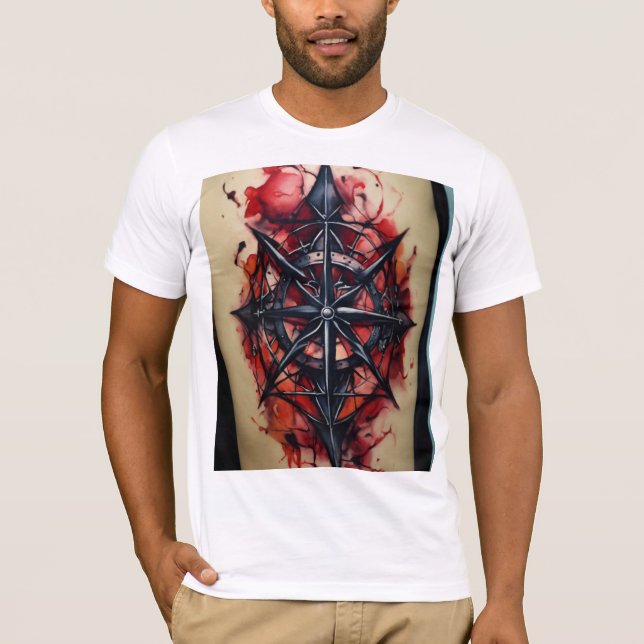 "Rose Kompass Tattoo T - Shirt: Evokes Spirit, Lie T-Shirt (Vorderseite)