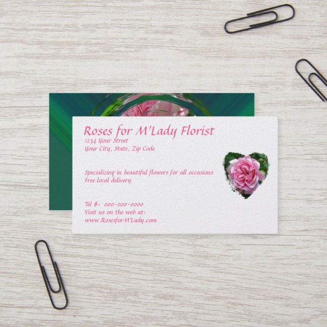 Rose-Koordination von Elementen - Visitenkarte (Vorderseite/Rückseite Beispiel)