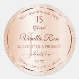 Rose Koralle Glitzer-Initialen Produktmarken Runder Aufkleber