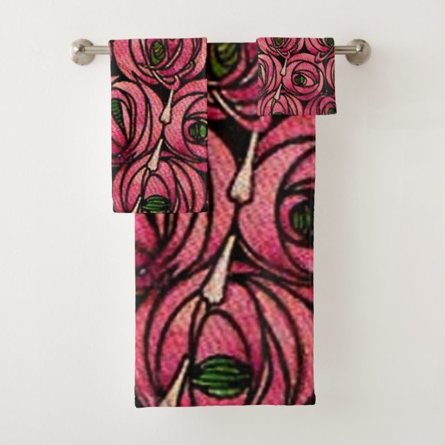 Rose, Kunstmalerei von Charles Mackintosh Badhandtuch Set (Insitu)