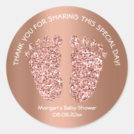 Rose Kupfer Glitzer Feet Baby Dusche Gefallen Viel Runder Aufkleber