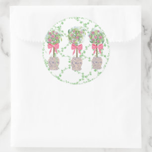 Rose Lattice Green Topiary Ginger Jars Glas Runder Aufkleber