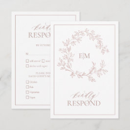 Rose-Leafy-Wappen-Monogram-RSVP-Karte RSVP Karte
