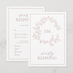Rose-Leafy-Wappen-Monogram-RSVP-Karte RSVP Karte