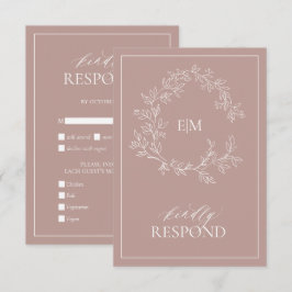 Rose-Leafy-Wappen-Monogram-RSVP-Karte RSVP Karte