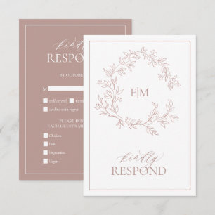 Rose-Leafy-Wappen-Monogram-RSVP-Karte RSVP Karte