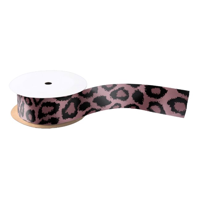 Rose Leopard Animal Print Satinband (Spule)