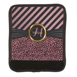 Rose Leopardenhaut und Streifen - Monogramm Gepräckgriffwickel
