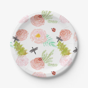 Rose Libellen Pappteller