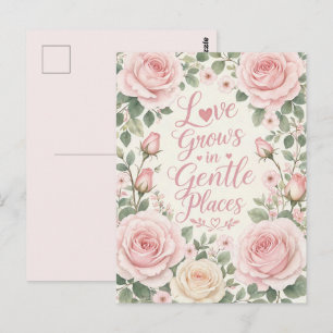 Rose: Liebe wächst in sanften Orten Postkarte