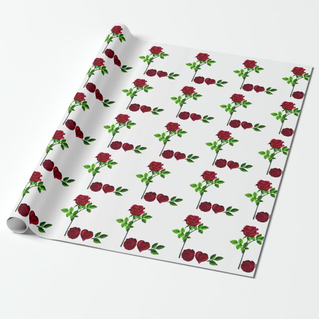 Rose LIEBE Wrapping Paper - Handgemalte Blumengesc Geschenkpapier (Ungerollt)