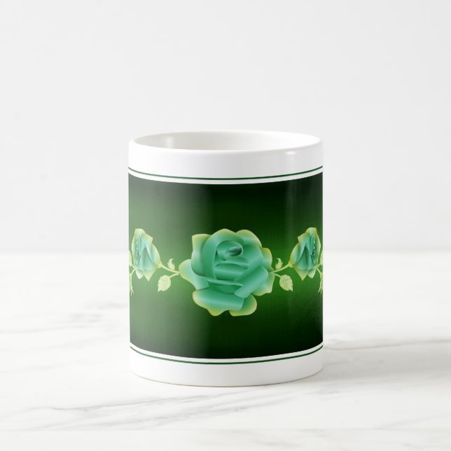 Rose liebt Design-Metallische Grüne Rose Kaffeetasse (Mittel)