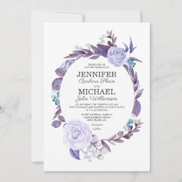 Rose Lila Blätter Wreath Wedding Einladung