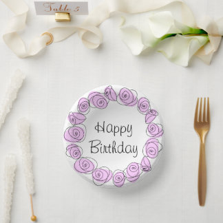 Rose Lilac Circle Geburtstag rund Pappteller