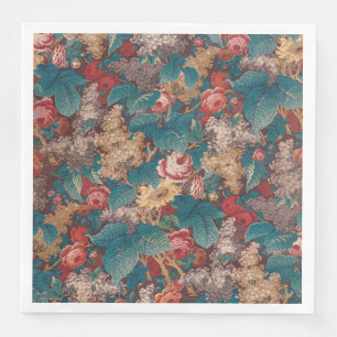 Rose, Lilac, große Blätter Muster Vintager Garten Serviette