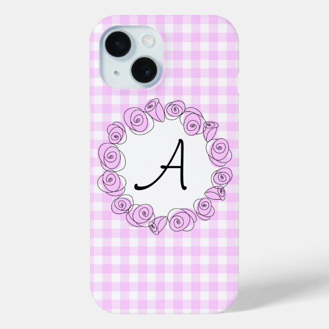 Rose Lilac Karo Monogram iPhone Gehäuse Case-Mate iPhone Hülle (Rückseite)