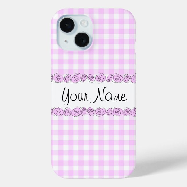 Rose Lilac Karo "Name" iPhone Gehäuse Case-Mate iPhone Hülle (Rückseite)
