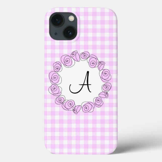 Rose Lilac Monogram Karo iPad Mini Gehäuse vertika Case-Mate iPhone Hülle (Rückseite)