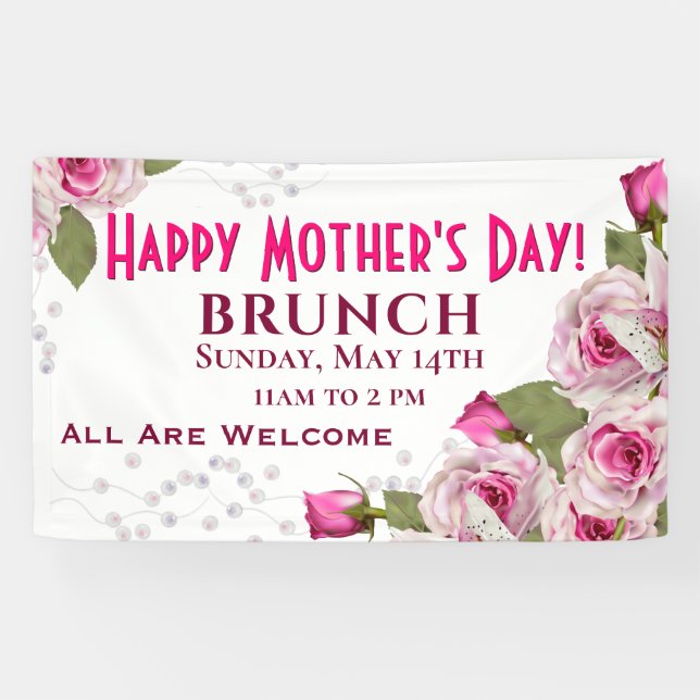 Rose Lily Pearl Pink Muttertag Banner (Horizontal)