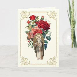 Rose Lima Rote Rose Bouquet Religiös Dankeskarte