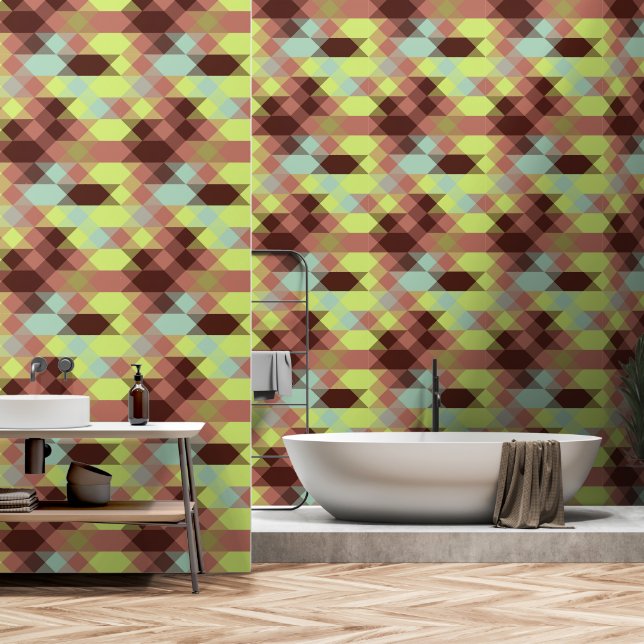 rose, limette, gelb und kaffeebohnen geometrisch tapete (Badezimmer)