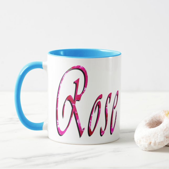 Rose Logo für weibliche Namen, Tasse (Mit Donut)