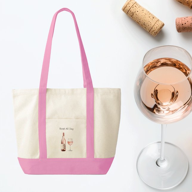 Rosé Lover Tote Tasche mit Funny Sprichwort (Rosé lover pink tote bag)