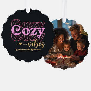 Rose Luxe Cozy Vibes Retro Weihnachtsfoto Ornament Karte