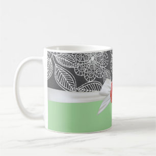 Rose Luxury Green Floral Damask Tasse