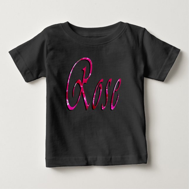 Rose, Mädchen, Namensschild, Schwarzer T - Shirt d (Vorderseite)