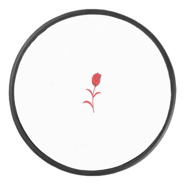 Rose Madder, Lava Red, Blumendesign Eishockey Puck (Vorderseite)