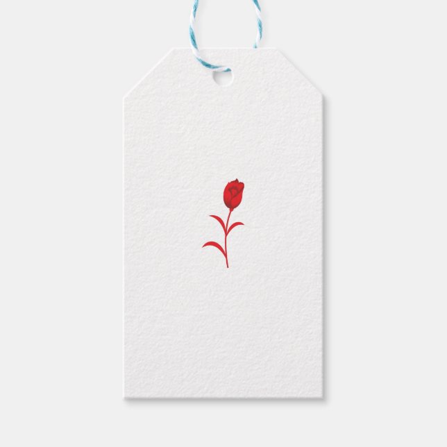 Rose Madder, Lava Red, Blumendesign Geschenkanhänger (Vorderseite)