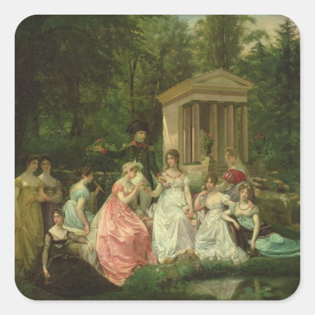 Rose Malmaison, c.1867 Quadratischer Aufkleber (Vorderseite)