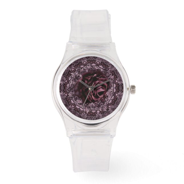 Rose Mandala Armbanduhr (Vorderseite)