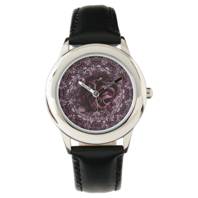 Rose Mandala Armbanduhr (Vorderseite)