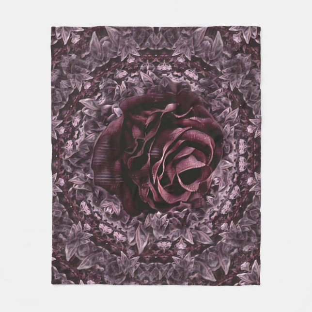 Rose Mandala Fleecedecke (Vorderseite)