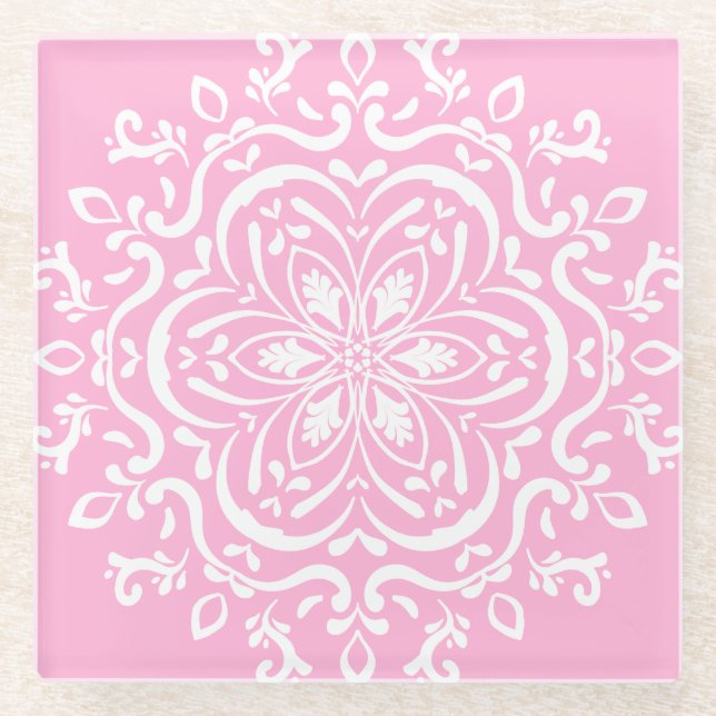 Rose Mandala Glasuntersetzer (Vorderseite)