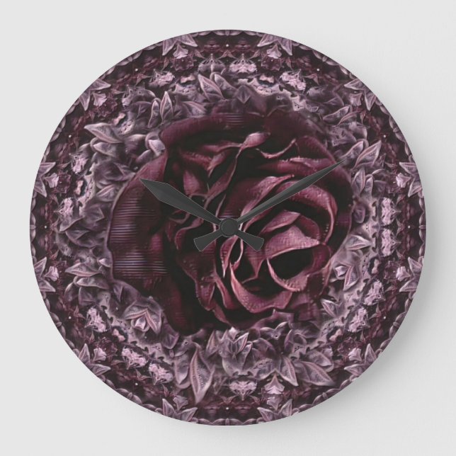 Rose Mandala Große Wanduhr (Vorderseite)