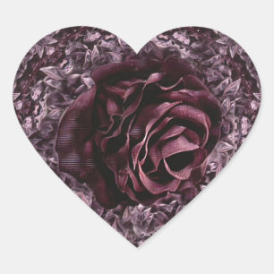 Rose Mandala Herz-Aufkleber